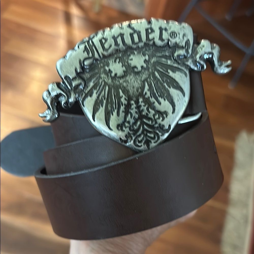 Rare Fender Dark Brown Leather Belt with Removable Buckle -38
